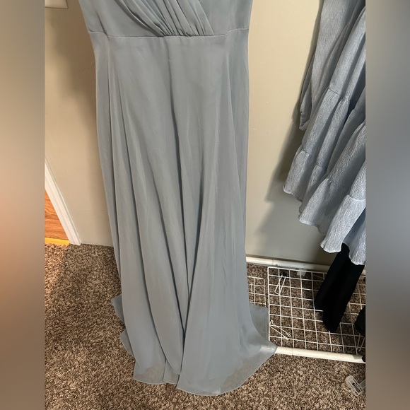 David’s Bridal Dusty Blue DayDream Dress with Flutter Sleeve Full Skirt size 0 - Picture 4 of 14